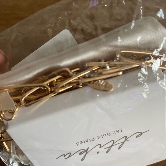 NWT ETTIKA Crystal Paperclip Chain Necklace 18K gold plating jewelry - Picture 6 of 6